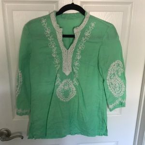 Like new mint green but more green less mint color